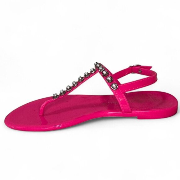 Stuart Weitzman Goldie Pearl Crystal Jelly Thong Sandal - Pink Sz US 8, EU 38.5 - Picture 12 of 15